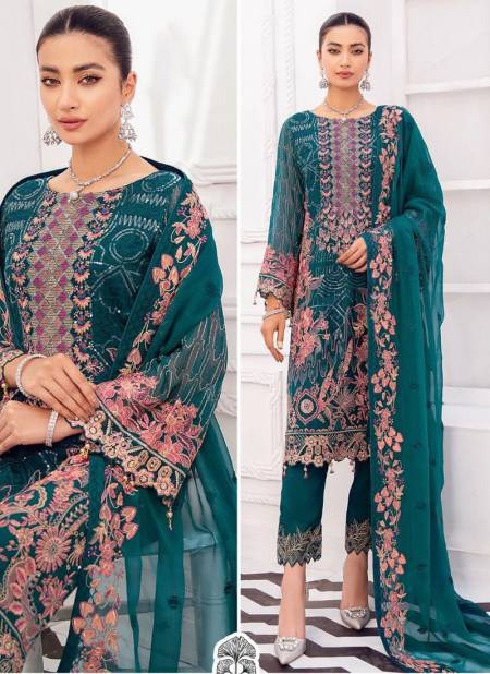 Teal Blue Colour RAMSHA VOL 5 Zaha New Latest Designer Exclusive Georgette Salwar Suit Collection 10077